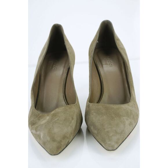 Gucci Brooke Classic Taupe Distressed Suede Pointed Toe Pump SZ 38 New - Picture 6 of 11